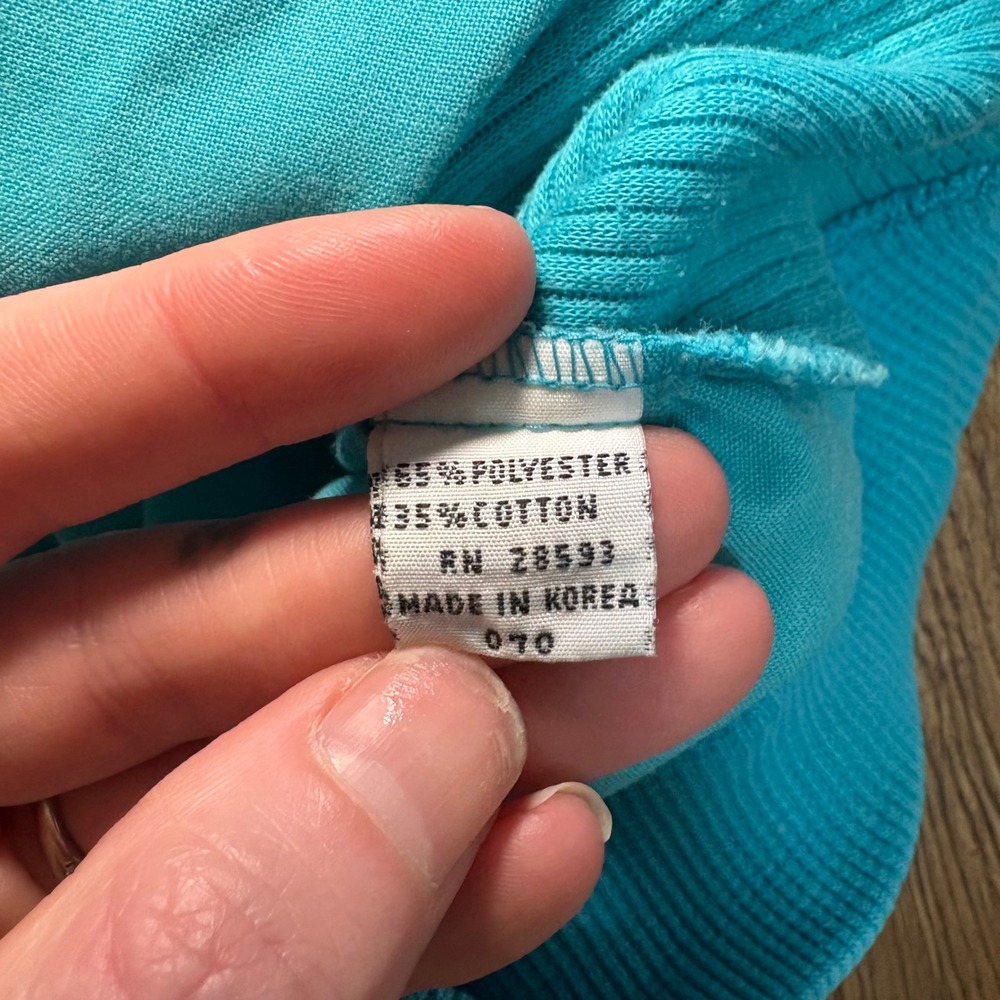 VTG Members Only Turquoise Short Sleeve Pullover Henley Shirt Mens M retro‎ 80s - Picture 10 of 10